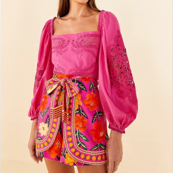 FARM Rio Tops - FARM RIO Pink Lace Blouse- NWT